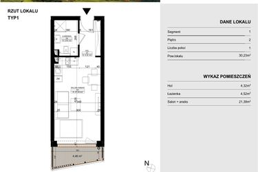 Rzut - Mieszkanie na sprzedaż 1 pokój o powierzchni 30,23 m² - numer P.81 w Ogrodowa 1