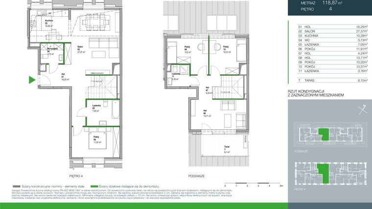 Rzut - Mieszkanie na sprzedaż 4 pokoje o powierzchni 118,87 m² - numer E.2.4.01 w Aroma Park Lofty