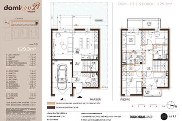 Rzut - Dom na sprzedaż 5 pokoi o powierzchni 129,3 m² - numer 13 w Domkove Widzew etap 2