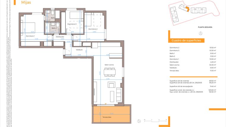 Rzut - Mieszkanie na sprzedaż 3 pokoje o powierzchni 107 m² - numer P3-2A w Vitta Marina