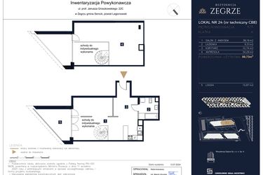 Rzut - Mieszkanie na sprzedaż 2 pokoje o powierzchni 89,73 m² - numer C88 w Rezydencja Zegrze etap II