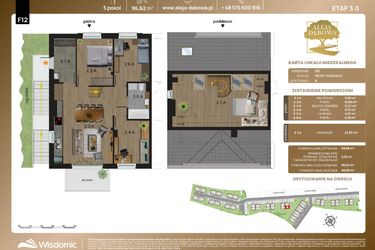 Rzut - Mieszkanie na sprzedaż 5 pokoi o powierzchni 96,62 m² - numer F12 w Aleja Dębowa III - mieszkania