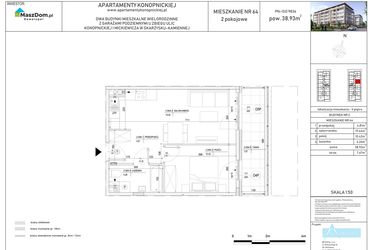 Rzut - Mieszkanie na sprzedaż 2 pokoje o powierzchni 38,93 m² - numer M-64 w Apartamenty Konopnickiej