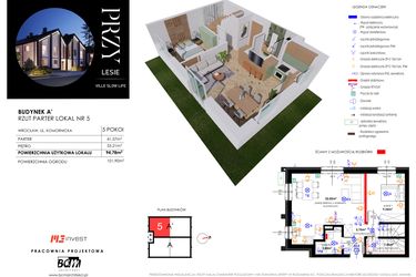 Rzut - Mieszkanie na sprzedaż 5 pokoi o powierzchni 94,78 m² - numer L5 w Przy Lesie Ville Slow Life