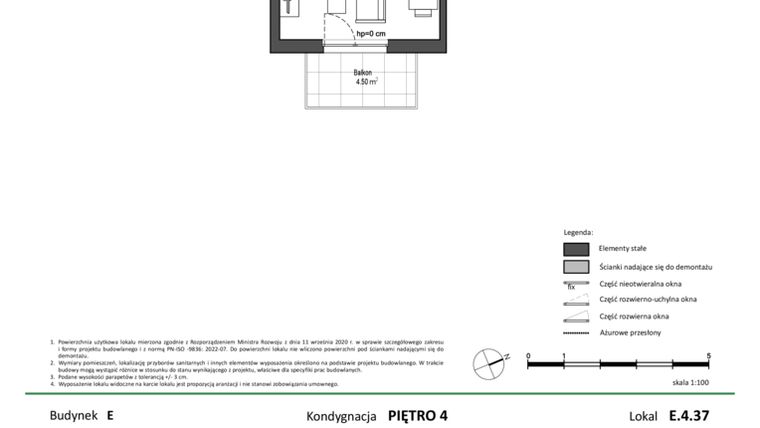 Rzut - Mieszkanie na sprzedaż 1 pokój o powierzchni 25,67 m² - numer E.4.37 w Nowy Świat Ostoja etap II - EFG