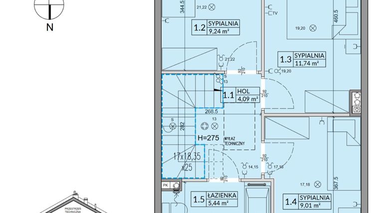 Rzut - Dom na sprzedaż 4 pokoje o powierzchni 85,17 m² - numer 177B w Arkady Walendów etap 5