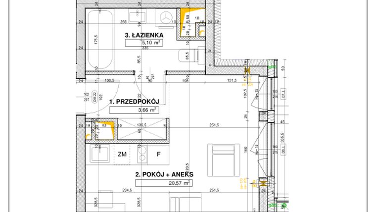 Rzut - Mieszkanie na sprzedaż 1 pokój o powierzchni 29,33 m² - numer B13 w Nowe Centrum Południowe etap IV
