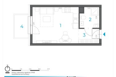 Rzut - Mieszkanie na sprzedaż 1 pokój o powierzchni 27,76 m² - numer 2.M.11 w Incepti Gaj 2