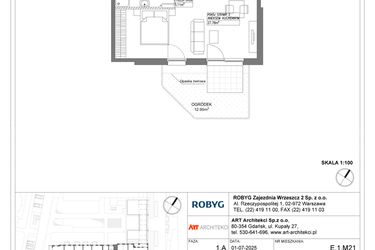 Rzut - Mieszkanie na sprzedaż 1 pokój o powierzchni 34,95 m² - numer E.1M21 w Nowa Wałowa bud. E