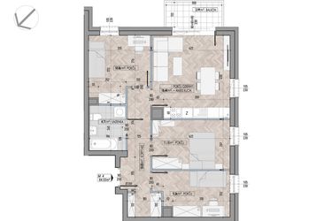 Rzut - Mieszkanie na sprzedaż 4 pokoje o powierzchni 64,53 m² - numer 4 w Kamienica przy Ciepłej