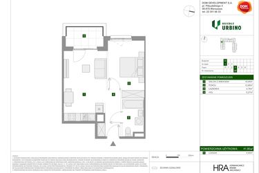 Rzut - Mieszkanie na sprzedaż 2 pokoje o powierzchni 41,9 m² - numer 28 w Osiedle Urbino etap 1.4