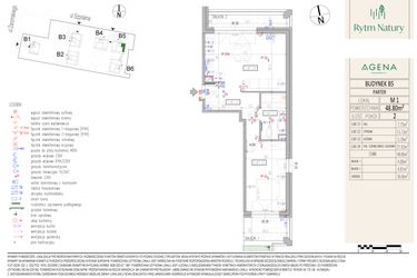 Rzut - Mieszkanie na sprzedaż 2 pokoje o powierzchni 48,8 m² - numer B5M1 w Rytm Natury