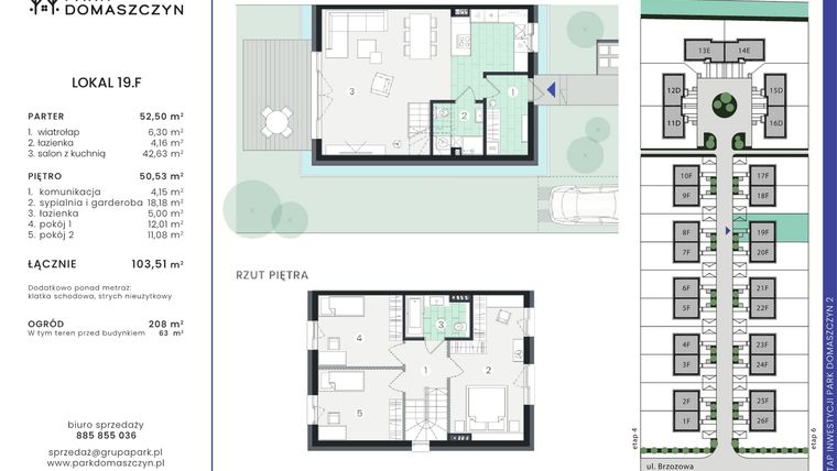 Rzut - Dom na sprzedaż 5 pokoi o powierzchni 103,51 m² - numer 19F w Park Domaszczyn 2 - etap 5