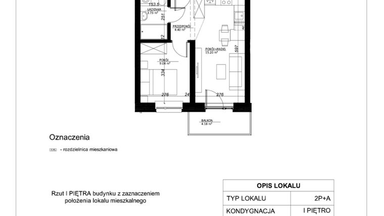 Rzut - Mieszkanie na sprzedaż 2 pokoje o powierzchni 32,37 m² - numer 8 w Esperanto Park etap II