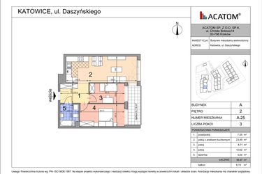 Rzut - Mieszkanie na sprzedaż 3 pokoje o powierzchni 56,8 m² - numer A25 w Daszyńskiego Park