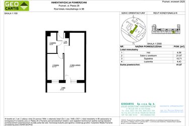Rzut - Mieszkanie na sprzedaż 2 pokoje o powierzchni 41,67 m² - numer 28/96 w Symfonia Ptasia 28