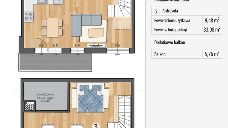 Rzut - Mieszkanie na sprzedaż 2 pokoje o powierzchni 47,52 m² - numer G3-11 w Smolec pod Wrocławem Dobry Deweloper Milo