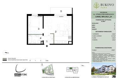 Rzut - Mieszkanie na sprzedaż 2 pokoje o powierzchni 41,06 m² - numer A.1.21 w Bukovo Park