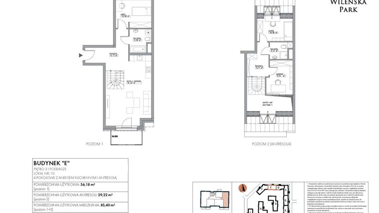 Rzut - Mieszkanie na sprzedaż 3 pokoje o powierzchni 85,4 m² - numer E10 w Wileńska Park