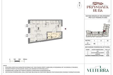 Rzut - Mieszkanie na sprzedaż 1 pokój o powierzchni 25,48 m² - numer 46 w Przystanek Ruda