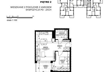 Rzut - Mieszkanie na sprzedaż 2 pokoje o powierzchni 41,93 m² - numer C2-M26 w Stacja Łódź V – etap C2