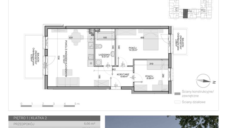 Rzut - Mieszkanie na sprzedaż 3 pokoje o powierzchni 58,33 m² - numer M-32 w Osiedle Radosne