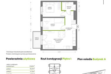 Rzut - Mieszkanie na sprzedaż 3 pokoje o powierzchni 52,75 m² - numer A/1/16 w Niepołomicka Vita