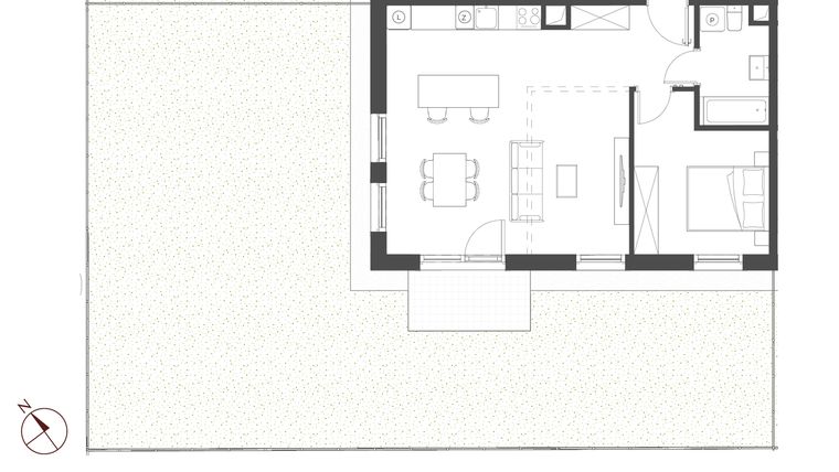 Rzut - Mieszkanie na sprzedaż 2 pokoje o powierzchni 56,27 m² - numer A.0.3 w Apartamenty Symfonia