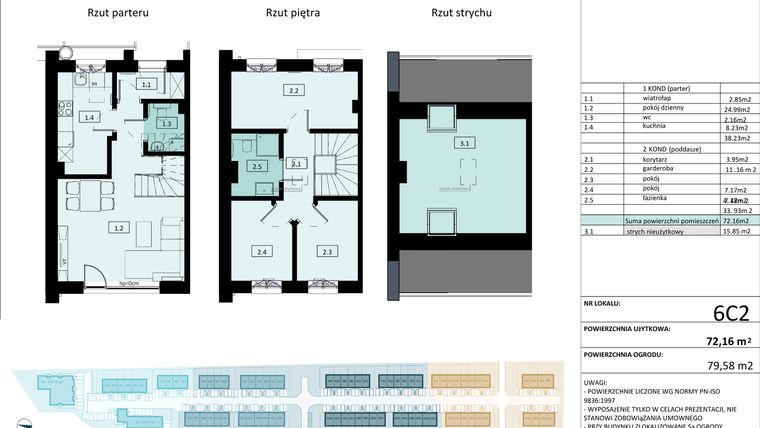 Rzut - Mieszkanie na sprzedaż 4 pokoje o powierzchni 72,16 m² - numer 6C2 w Osiedle Primo