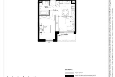 Rzut - Mieszkanie na sprzedaż 2 pokoje o powierzchni 38,81 m² - numer B60 w Osiedle pod Klonami "Klonowa 11"