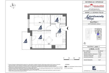 Rzut - Mieszkanie na sprzedaż 2 pokoje o powierzchni 41,09 m² - numer 23 w Apartamenty Teligi