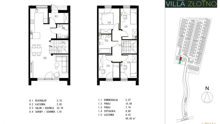 Rzut - Dom na sprzedaż 5 pokoi o powierzchni 85,3 m² - numer L3 w Villa Złotno