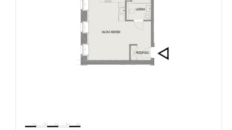 Rzut - Mieszkanie na sprzedaż 1 pokój o powierzchni 31,88 m² - numer A15 w Komuny Paryskiej 19a