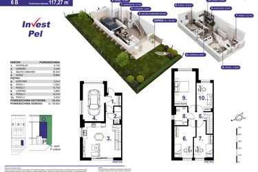 Rzut - Dom na sprzedaż 5 pokoi o powierzchni 117,27 m² - numer 6B w Villa Park Gdańsk etap III
