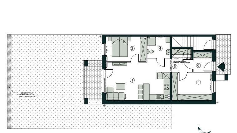 Rzut - Mieszkanie na sprzedaż 3 pokoje o powierzchni 60,22 m² - numer O1 w Aleja Wiśniowa Pogórze