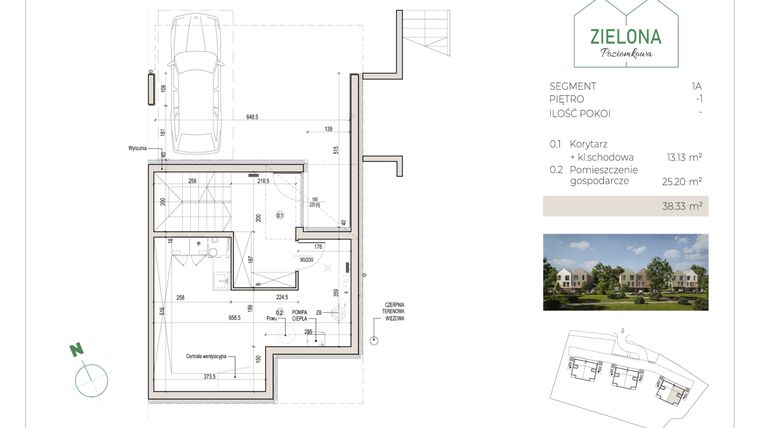 Rzut - Dom na sprzedaż 5 pokoi o powierzchni 148,8 m² - numer 1A w Zielona Poziomkowa