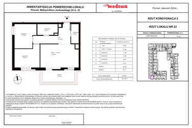 Rzut - Mieszkanie na sprzedaż 3 pokoje o powierzchni 68,18 m² - numer 23 w Modena I