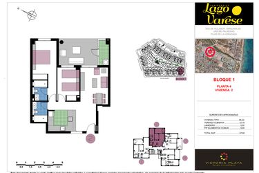 Rzut - Mieszkanie na sprzedaż 2 pokoje o powierzchni 87,8 m² - numer 2-4-B w Residencial Lago Varese