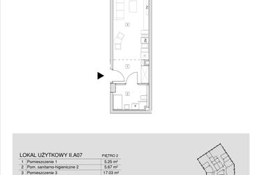 Rzut - Mieszkanie na sprzedaż 1 pokój o powierzchni 27,95 m² - numer II.A.07 w Krakowska 35 - Apartamenty Inwestycyjne