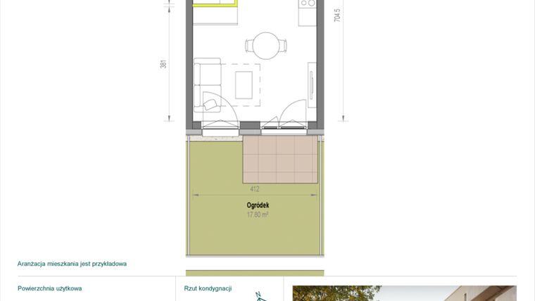 Rzut - Mieszkanie na sprzedaż 1 pokój o powierzchni 27,83 m² - numer A/2/24 w Skorosze Vita
