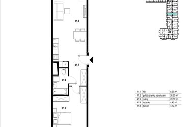 Rzut - Mieszkanie na sprzedaż 2 pokoje o powierzchni 57,63 m² - numer C3.41 w Osiedle Mozaika