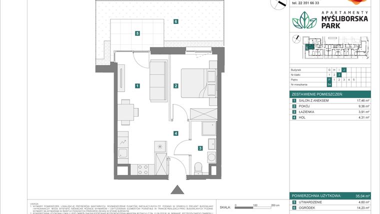 Rzut - Mieszkanie na sprzedaż 2 pokoje o powierzchni 35,04 m² - numer J54 w Apartamenty Myśliborska Park