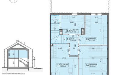 Rzut - Dom na sprzedaż 4 pokoje o powierzchni 77,26 m² - numer 11 w Ahoj Pogórze