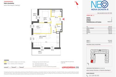 Rzut - Mieszkanie na sprzedaż 3 pokoje o powierzchni 60,3 m² - numer 12 w Neo Nova Ochota 6