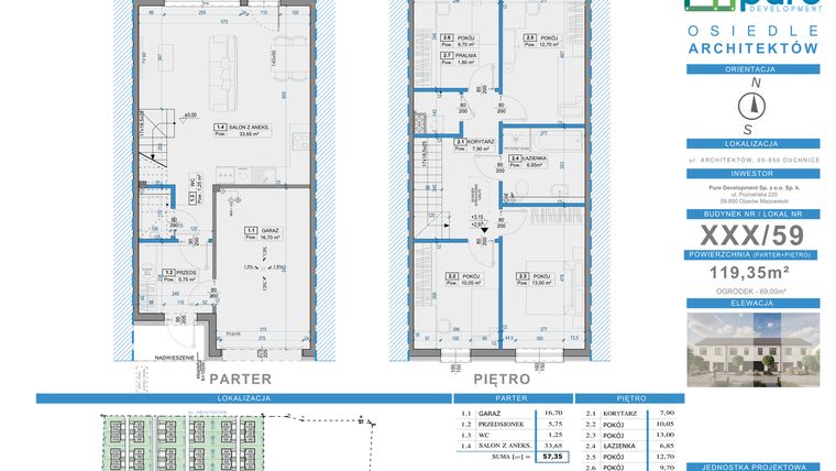 Rzut - Dom na sprzedaż 5 pokoi o powierzchni 119,35 m² - numer 59 w Osiedle Architektów