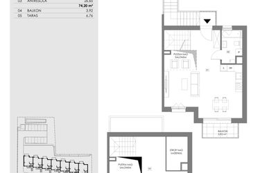 Rzut - Mieszkanie na sprzedaż 2 pokoje o powierzchni 74,2 m² - numer 14.2 w Przystań Sobieszewo