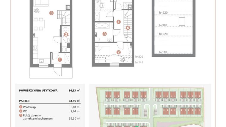 Rzut - Dom na sprzedaż 4 pokoje o powierzchni 84,63 m² - numer 2A w Bursztynova Polana