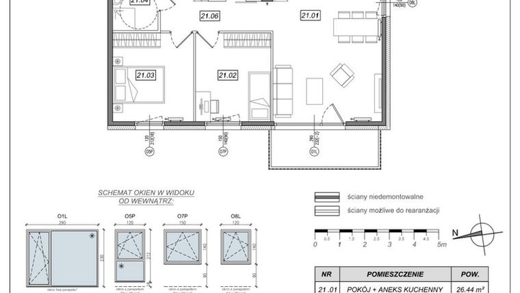 Rzut - Mieszkanie na sprzedaż 3 pokoje o powierzchni 63,11 m² - numer 7.A.21 w Urzeka bud. 6 i 7