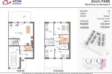 Rzut - Dom na sprzedaż 5 pokoi o powierzchni 133,04 m² - numer A4/4 w ATOM Park