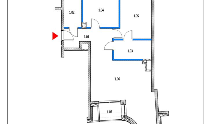 Rzut - Mieszkanie na sprzedaż 3 pokoje o powierzchni 72 m² - numer 46 w Garbary 68